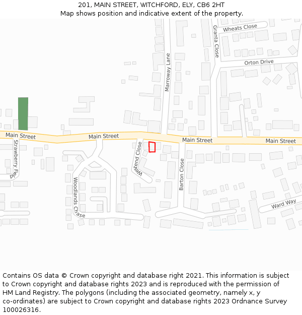 201, MAIN STREET, WITCHFORD, ELY, CB6 2HT: Location map and indicative extent of plot