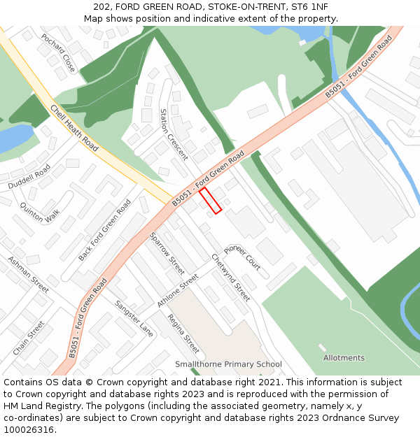 202, FORD GREEN ROAD, STOKE-ON-TRENT, ST6 1NF: Location map and indicative extent of plot