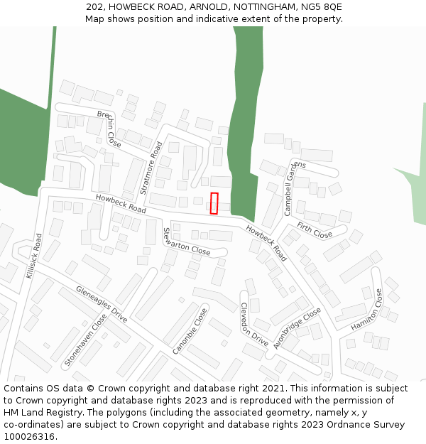 202, HOWBECK ROAD, ARNOLD, NOTTINGHAM, NG5 8QE: Location map and indicative extent of plot