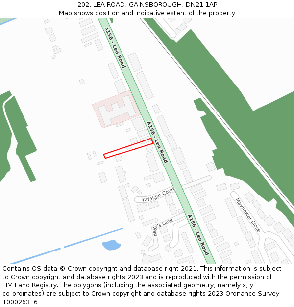 202, LEA ROAD, GAINSBOROUGH, DN21 1AP: Location map and indicative extent of plot