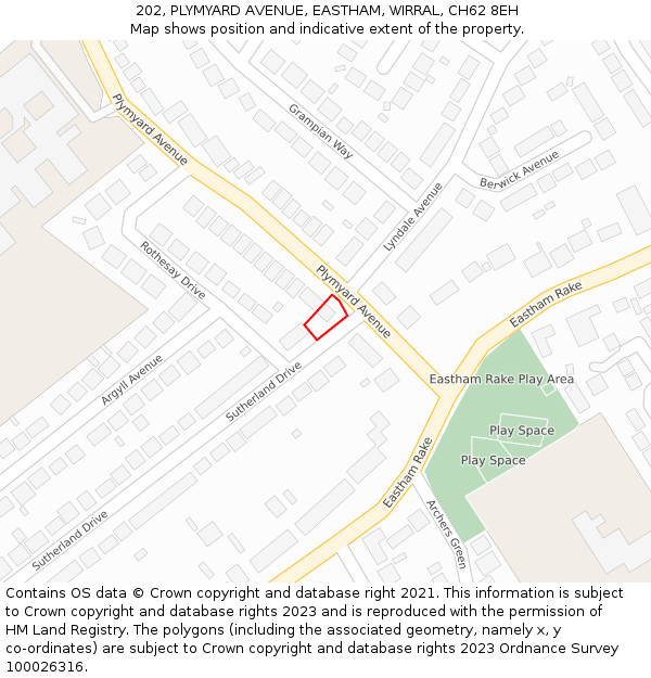 202, PLYMYARD AVENUE, EASTHAM, WIRRAL, CH62 8EH: Location map and indicative extent of plot