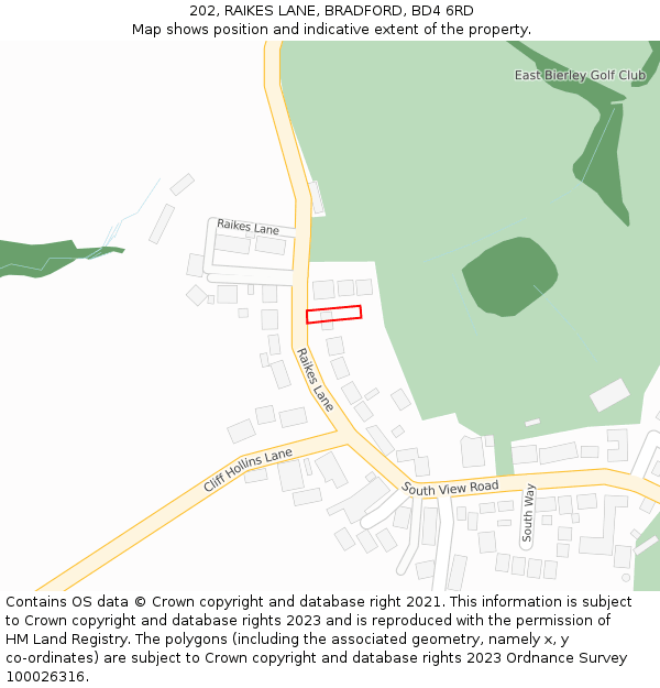 202, RAIKES LANE, BRADFORD, BD4 6RD: Location map and indicative extent of plot