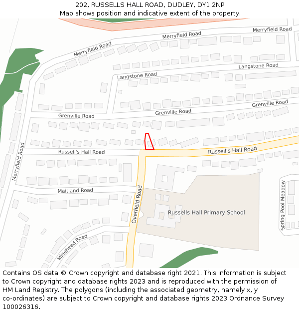 202, RUSSELLS HALL ROAD, DUDLEY, DY1 2NP: Location map and indicative extent of plot