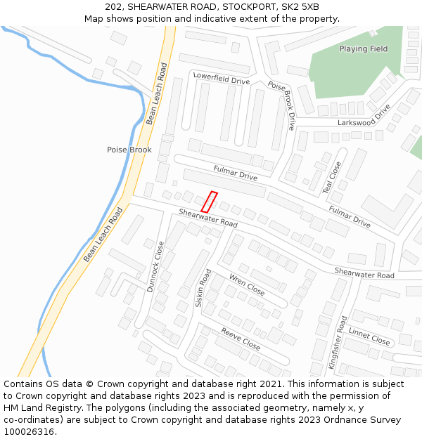 202, SHEARWATER ROAD, STOCKPORT, SK2 5XB: Location map and indicative extent of plot