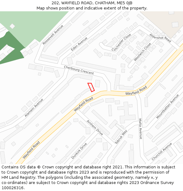 202, WAYFIELD ROAD, CHATHAM, ME5 0JB: Location map and indicative extent of plot