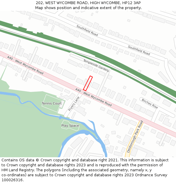 202, WEST WYCOMBE ROAD, HIGH WYCOMBE, HP12 3AP: Location map and indicative extent of plot