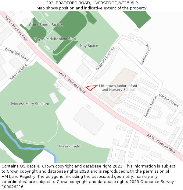 203, BRADFORD ROAD, LIVERSEDGE, WF15 6LP: Location map and indicative extent of plot