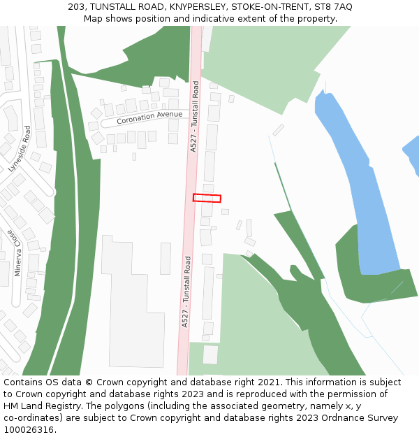 203, TUNSTALL ROAD, KNYPERSLEY, STOKE-ON-TRENT, ST8 7AQ: Location map and indicative extent of plot