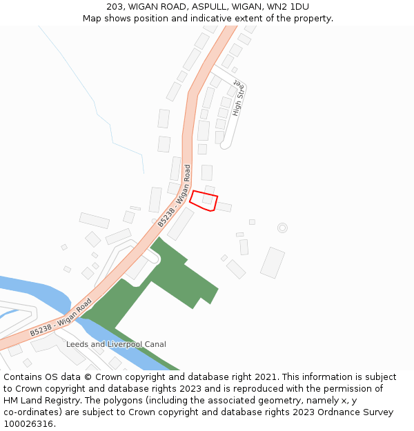 203, WIGAN ROAD, ASPULL, WIGAN, WN2 1DU: Location map and indicative extent of plot