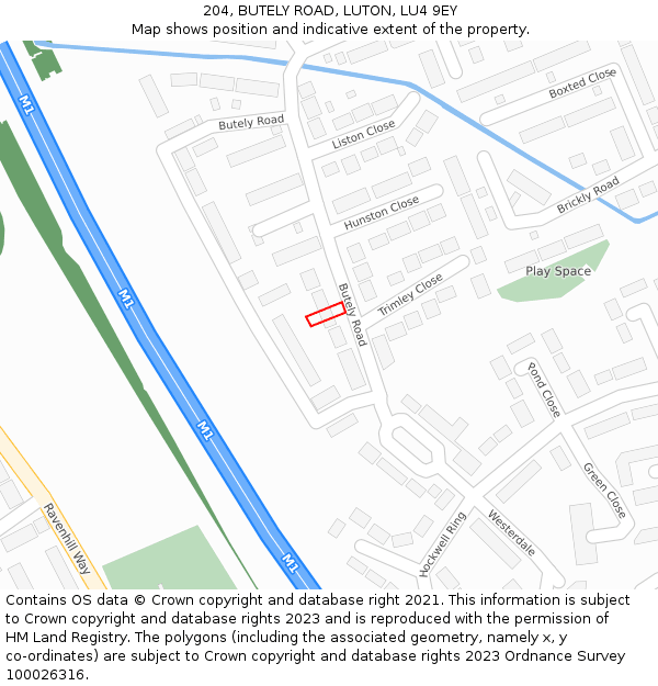 204, BUTELY ROAD, LUTON, LU4 9EY: Location map and indicative extent of plot