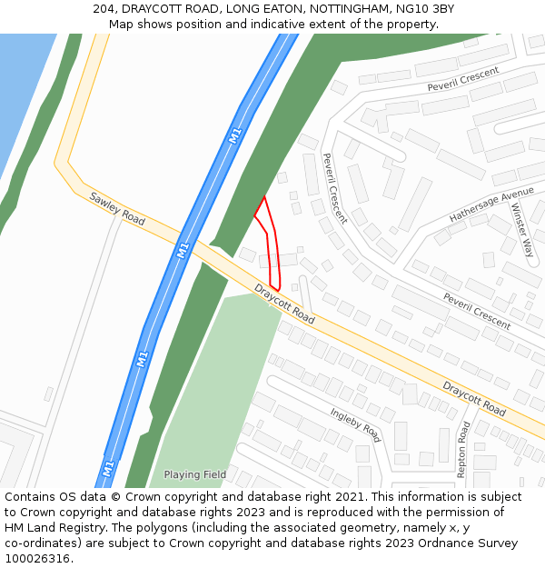 204, DRAYCOTT ROAD, LONG EATON, NOTTINGHAM, NG10 3BY: Location map and indicative extent of plot