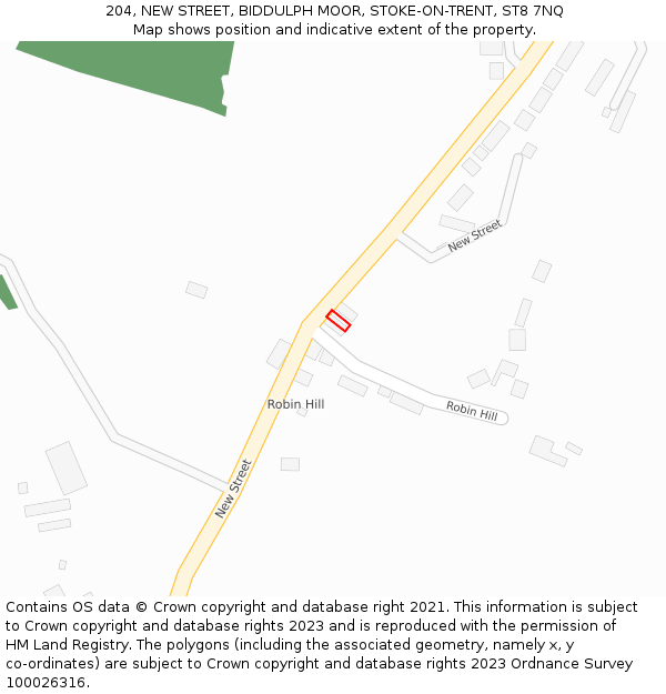 204, NEW STREET, BIDDULPH MOOR, STOKE-ON-TRENT, ST8 7NQ: Location map and indicative extent of plot