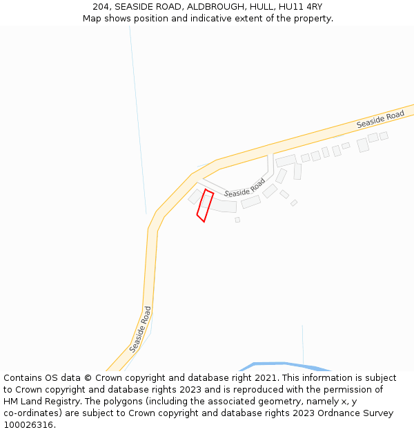 204, SEASIDE ROAD, ALDBROUGH, HULL, HU11 4RY: Location map and indicative extent of plot