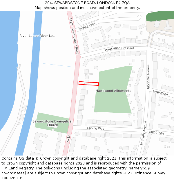 204, SEWARDSTONE ROAD, LONDON, E4 7QA: Location map and indicative extent of plot