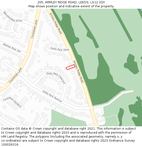 205, ARMLEY RIDGE ROAD, LEEDS, LS12 2QY: Location map and indicative extent of plot