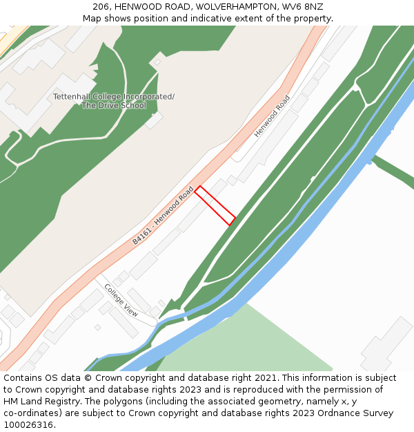 206, HENWOOD ROAD, WOLVERHAMPTON, WV6 8NZ: Location map and indicative extent of plot