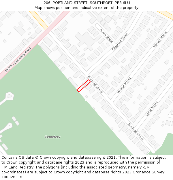 206, PORTLAND STREET, SOUTHPORT, PR8 6LU: Location map and indicative extent of plot