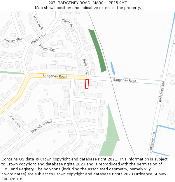 207, BADGENEY ROAD, MARCH, PE15 9AZ: Location map and indicative extent of plot