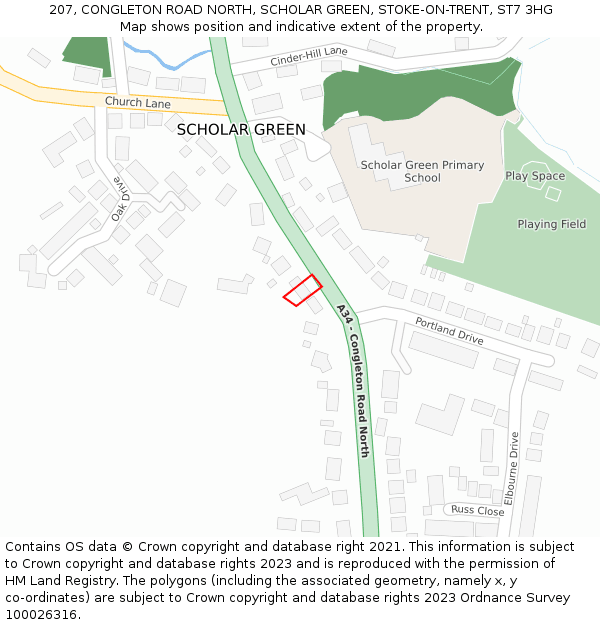 207, CONGLETON ROAD NORTH, SCHOLAR GREEN, STOKE-ON-TRENT, ST7 3HG: Location map and indicative extent of plot