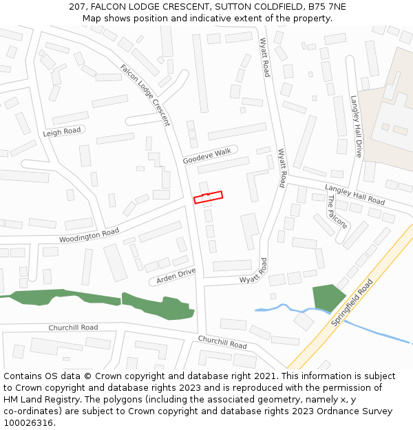 207, FALCON LODGE CRESCENT, SUTTON COLDFIELD, B75 7NE: Location map and indicative extent of plot