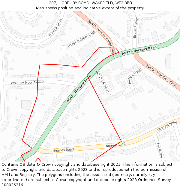 207, HORBURY ROAD, WAKEFIELD, WF2 8RB: Location map and indicative extent of plot