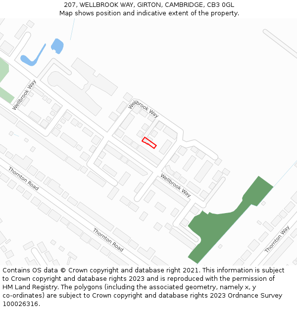207, WELLBROOK WAY, GIRTON, CAMBRIDGE, CB3 0GL: Location map and indicative extent of plot