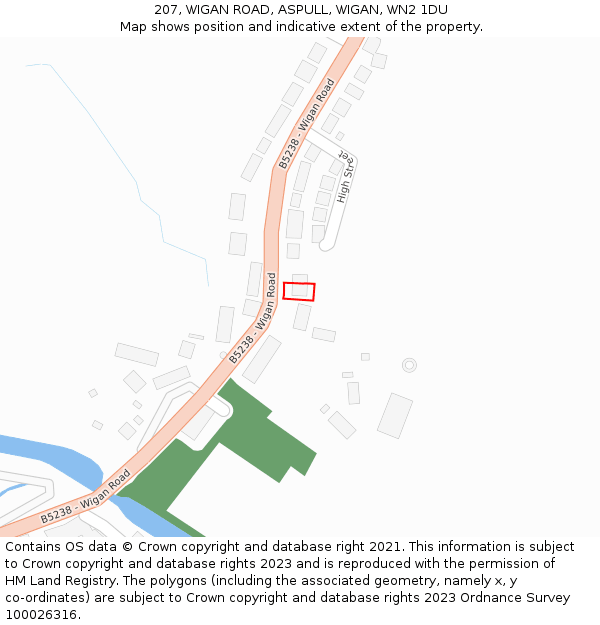 207, WIGAN ROAD, ASPULL, WIGAN, WN2 1DU: Location map and indicative extent of plot