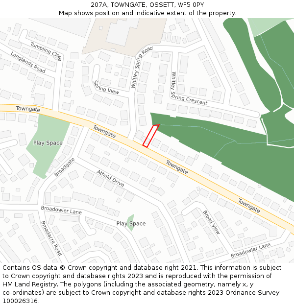 207A, TOWNGATE, OSSETT, WF5 0PY: Location map and indicative extent of plot