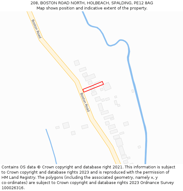 208, BOSTON ROAD NORTH, HOLBEACH, SPALDING, PE12 8AG: Location map and indicative extent of plot