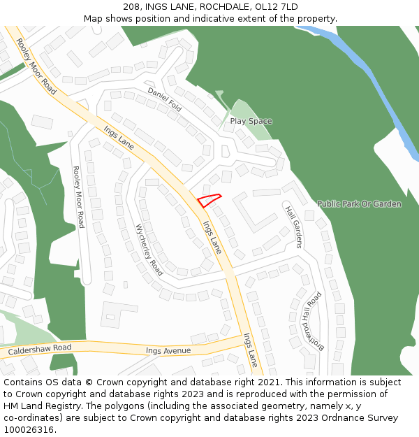 208, INGS LANE, ROCHDALE, OL12 7LD: Location map and indicative extent of plot