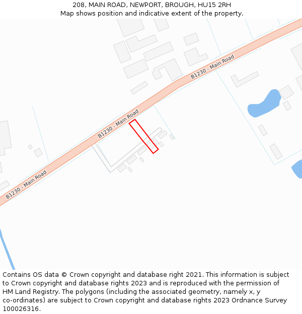 208, MAIN ROAD, NEWPORT, BROUGH, HU15 2RH: Location map and indicative extent of plot