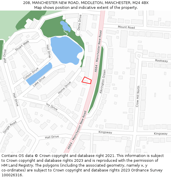 208, MANCHESTER NEW ROAD, MIDDLETON, MANCHESTER, M24 4BX: Location map and indicative extent of plot