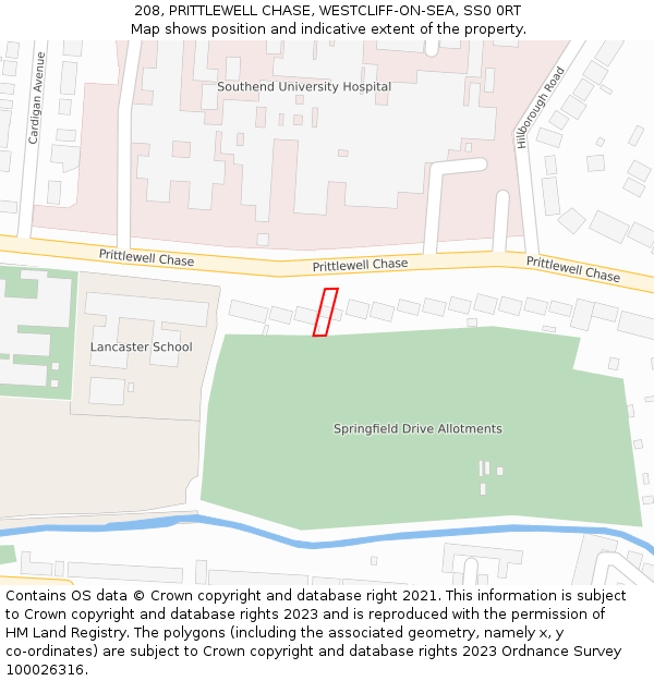 208, PRITTLEWELL CHASE, WESTCLIFF-ON-SEA, SS0 0RT: Location map and indicative extent of plot