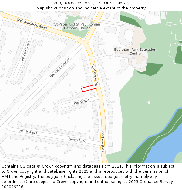 209, ROOKERY LANE, LINCOLN, LN6 7PJ: Location map and indicative extent of plot