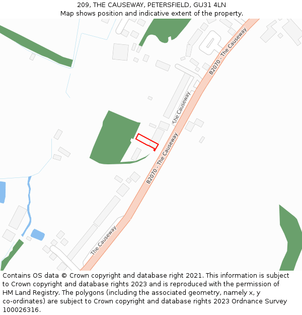 209, THE CAUSEWAY, PETERSFIELD, GU31 4LN: Location map and indicative extent of plot