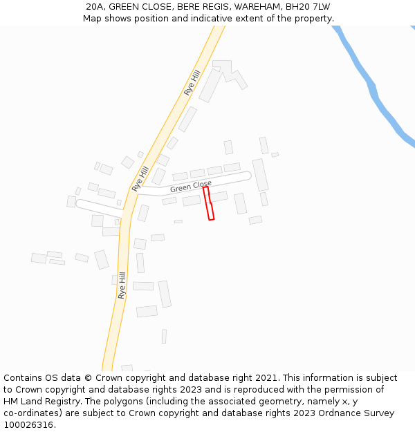 20A, GREEN CLOSE, BERE REGIS, WAREHAM, BH20 7LW: Location map and indicative extent of plot