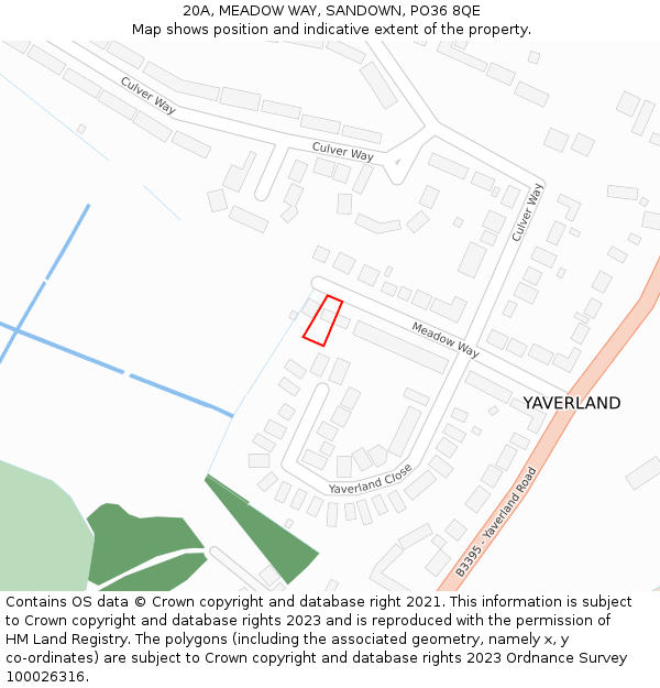 20A, MEADOW WAY, SANDOWN, PO36 8QE: Location map and indicative extent of plot