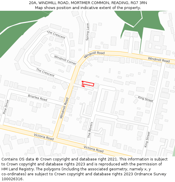 20A, WINDMILL ROAD, MORTIMER COMMON, READING, RG7 3RN: Location map and indicative extent of plot