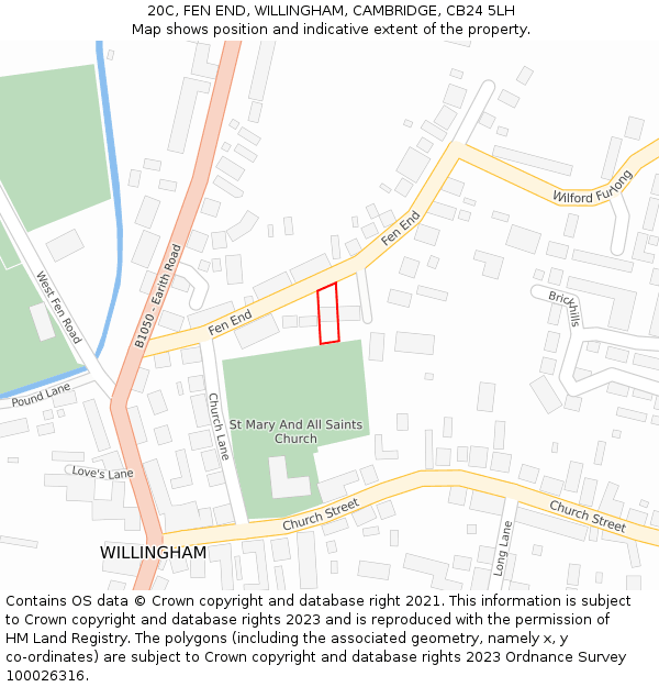 20C, FEN END, WILLINGHAM, CAMBRIDGE, CB24 5LH: Location map and indicative extent of plot