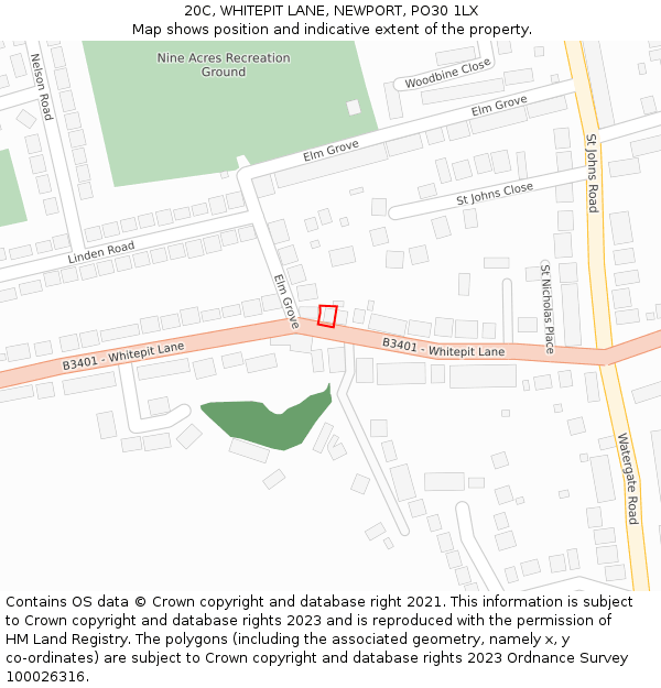 20C, WHITEPIT LANE, NEWPORT, PO30 1LX: Location map and indicative extent of plot