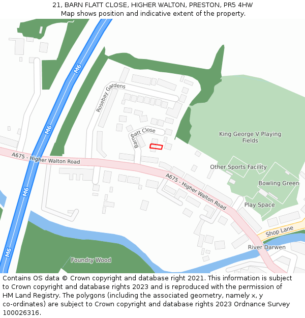 21, BARN FLATT CLOSE, HIGHER WALTON, PRESTON, PR5 4HW: Location map and indicative extent of plot
