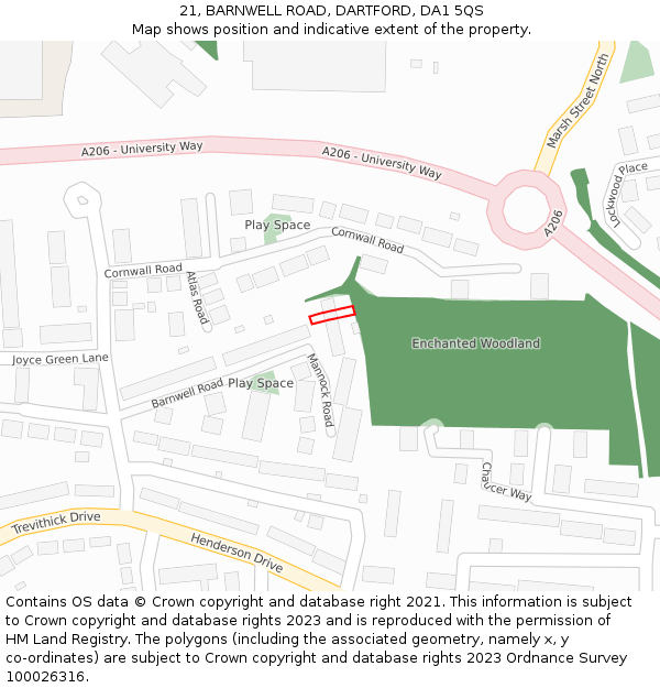 21, BARNWELL ROAD, DARTFORD, DA1 5QS: Location map and indicative extent of plot