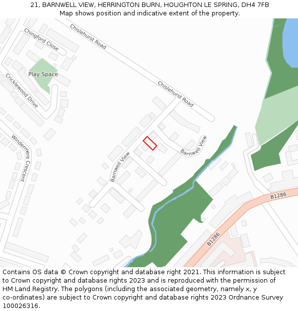 21, BARNWELL VIEW, HERRINGTON BURN, HOUGHTON LE SPRING, DH4 7FB: Location map and indicative extent of plot