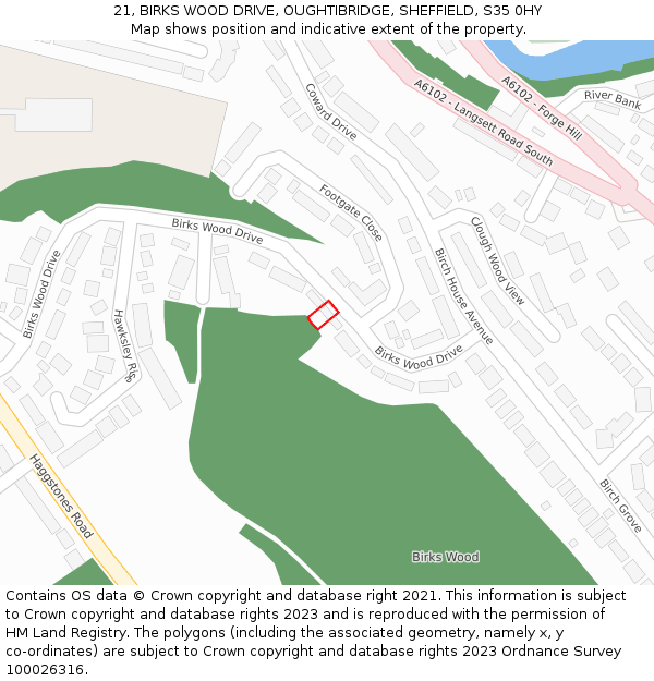 21, BIRKS WOOD DRIVE, OUGHTIBRIDGE, SHEFFIELD, S35 0HY: Location map and indicative extent of plot
