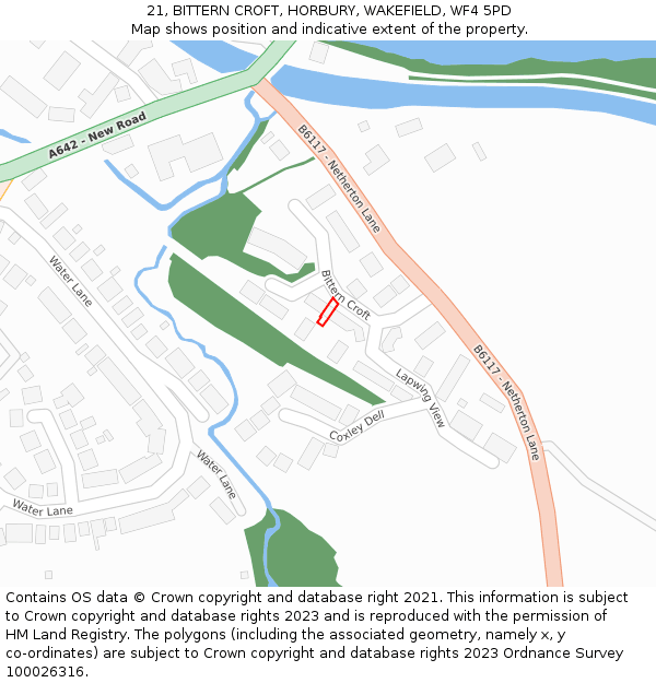21, BITTERN CROFT, HORBURY, WAKEFIELD, WF4 5PD: Location map and indicative extent of plot
