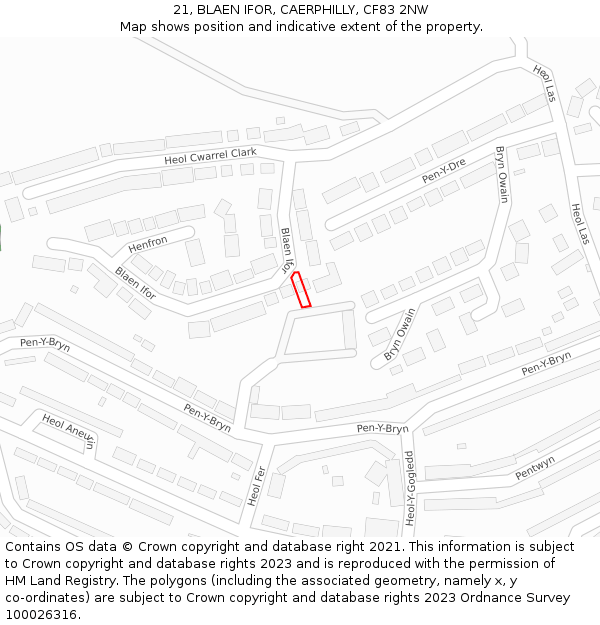 21, BLAEN IFOR, CAERPHILLY, CF83 2NW: Location map and indicative extent of plot
