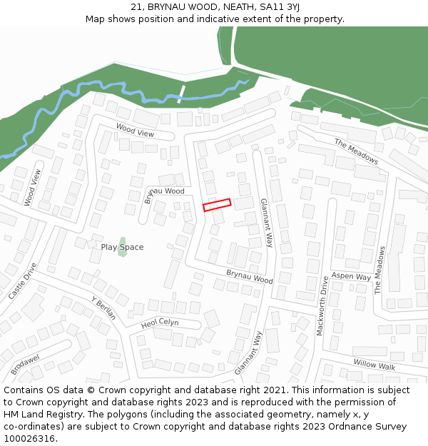 21, BRYNAU WOOD, NEATH, SA11 3YJ: Location map and indicative extent of plot