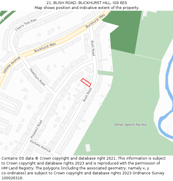 21, BUSH ROAD, BUCKHURST HILL, IG9 6ES: Location map and indicative extent of plot