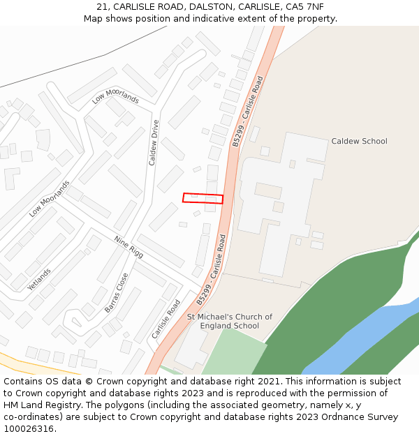 21, CARLISLE ROAD, DALSTON, CARLISLE, CA5 7NF: Location map and indicative extent of plot