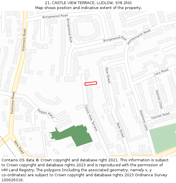 21, CASTLE VIEW TERRACE, LUDLOW, SY8 2NG: Location map and indicative extent of plot